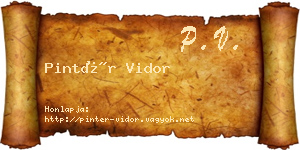 Pintér Vidor névjegykártya